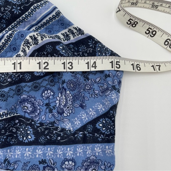 Japna Boho Sleeveless Maxi Dress Paisley Floral Smocked Large Blue White Summer - Picture 12 of 13